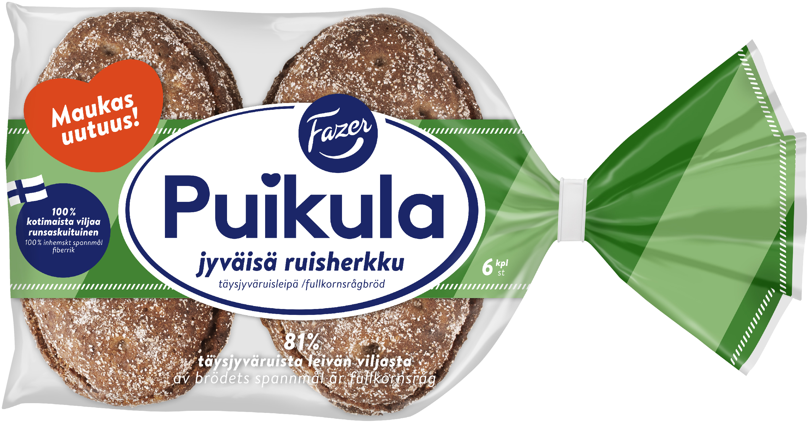 Fazer Puikula Jyväisä ruisherkku ruisleipä 6kpl/330g