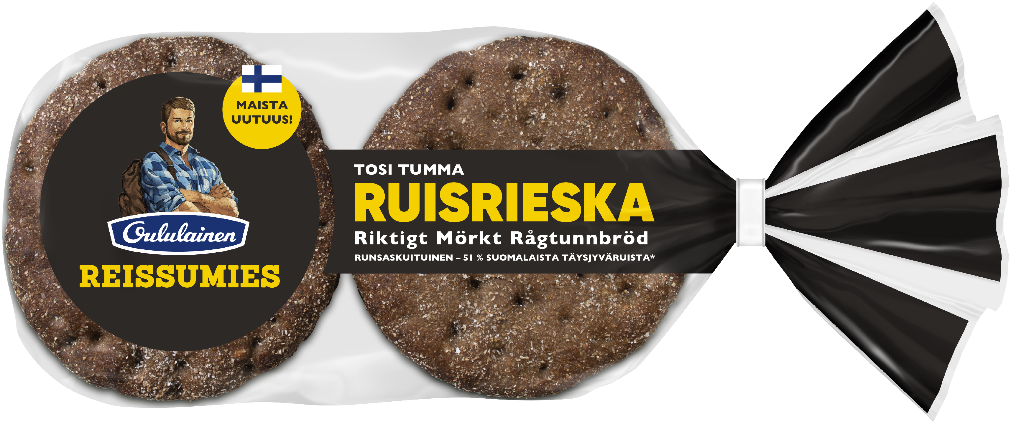 Oululainen Reissumies Tosi Tumma Ruisrieska ruisleipä 6kpl/270g