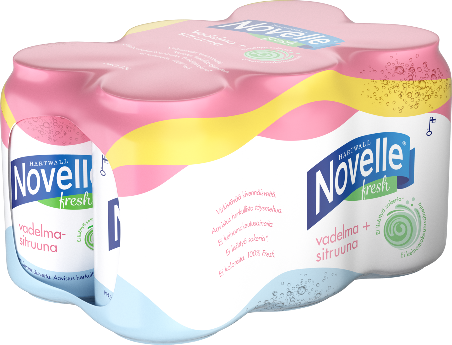 Hartwall Novelle Fresh Vadelma-Sitruuna kivennäisvesi 0,33l 6-pack