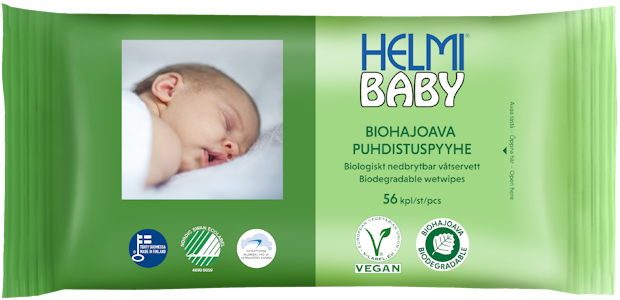 Helmi Baby Biohajoava puhdistuspyyhe 56kpl