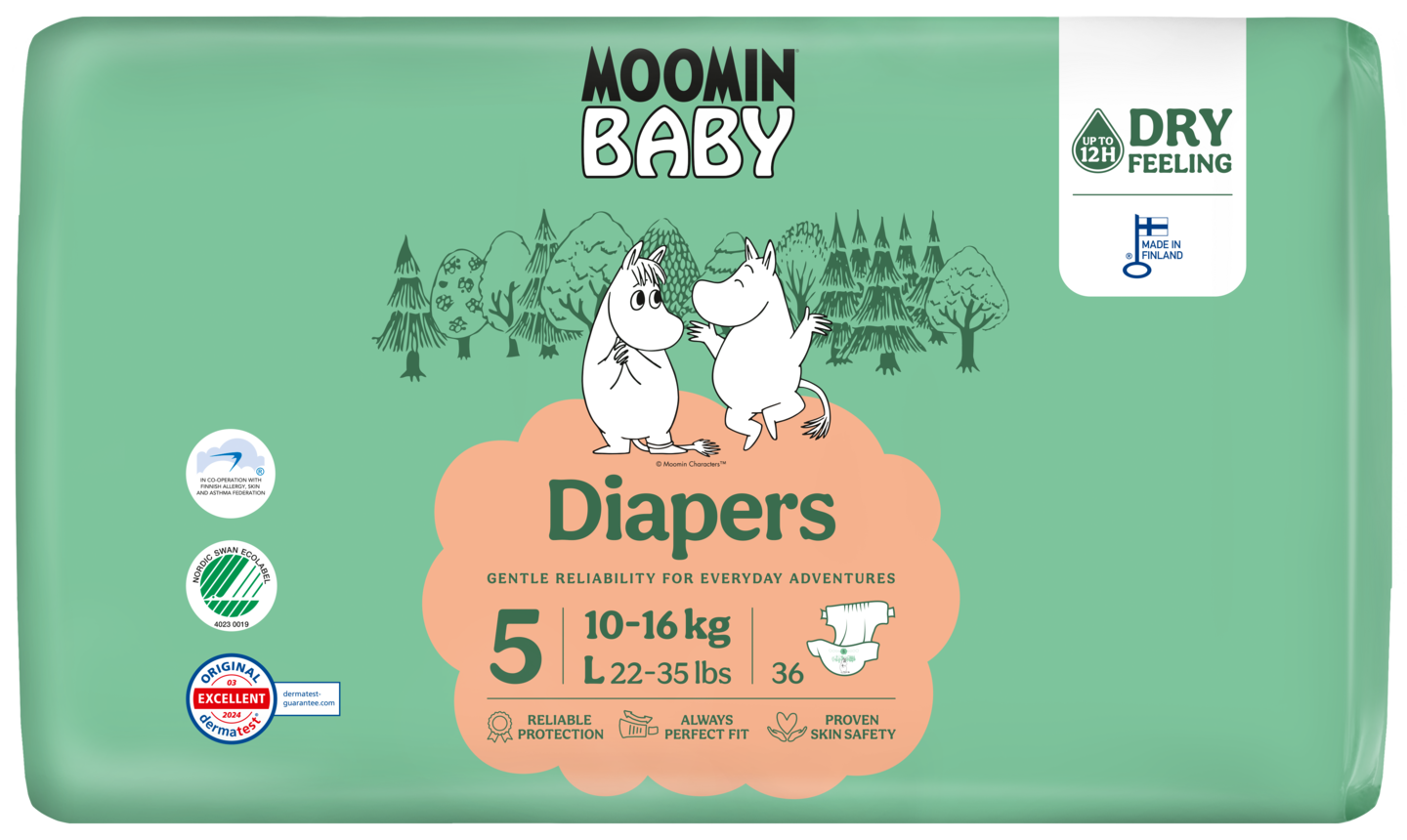 Moomin Baby Diapers teippivaippa koko5 36kpl 10-16kg