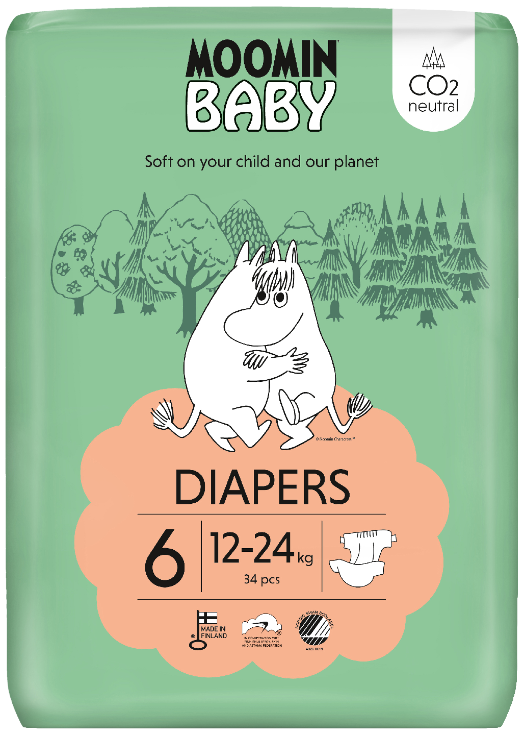 Moomin Baby teippivaippa S6 34kpl 12-24kg