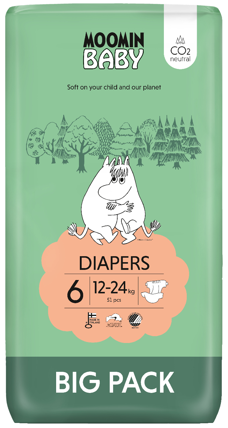 Moomin Baby teippivaippa S6 51kpl 12-24kg Big Pack