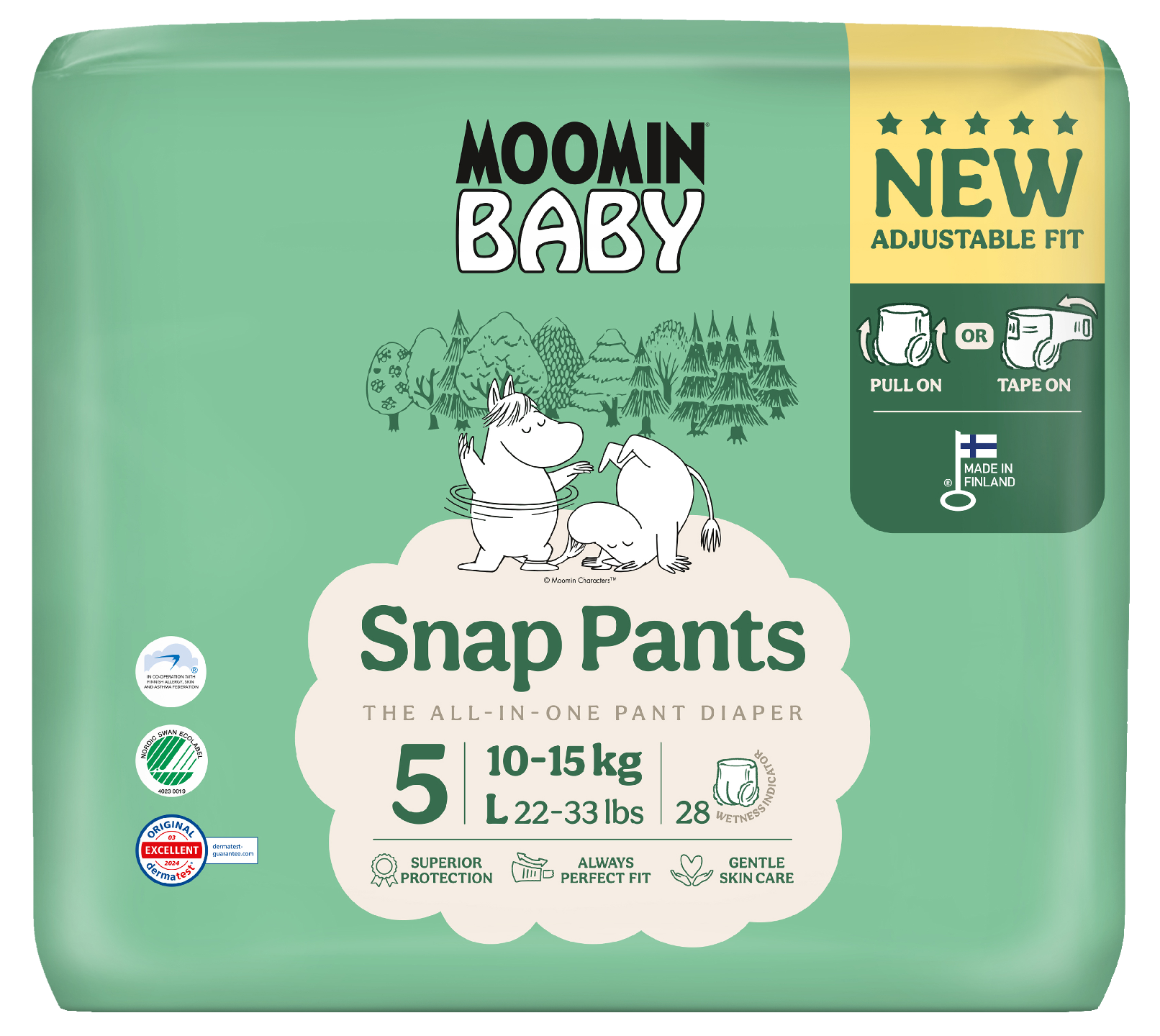 Moomin Baby Snap Pants housuvaippa koko 5 28kpl 10-15kg