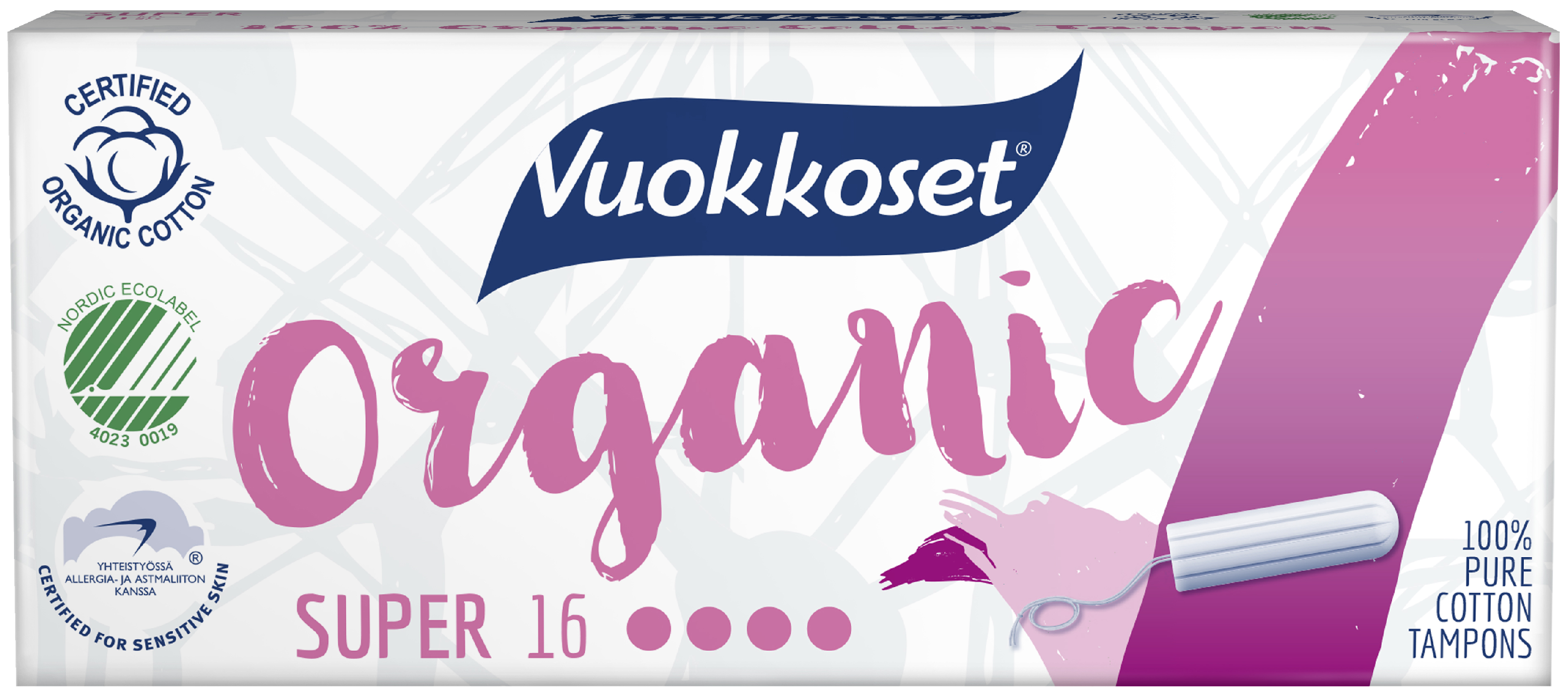 Vuokkoset Organic tamponi 16kpl super