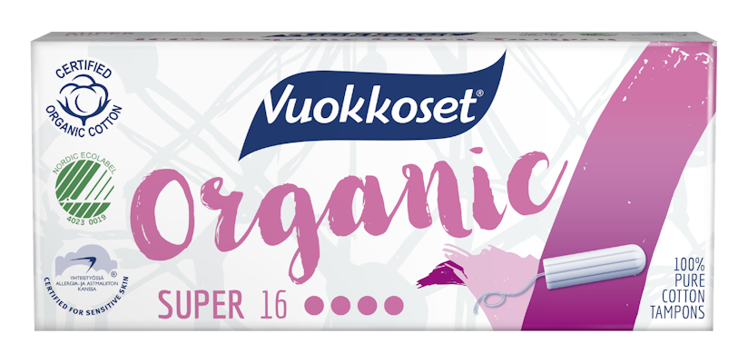 Vuokkoset Organic tamponi 16kpl super