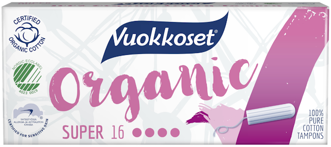 Vuokkoset Organic tamponi 16kpl super