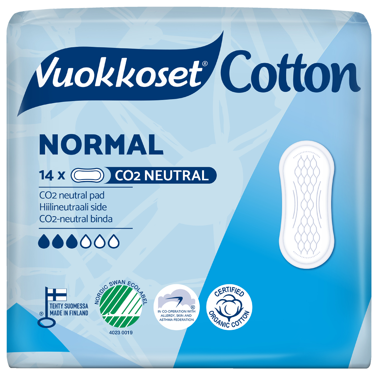 Vuokkoset Cotton Normal ohutside 14kpl