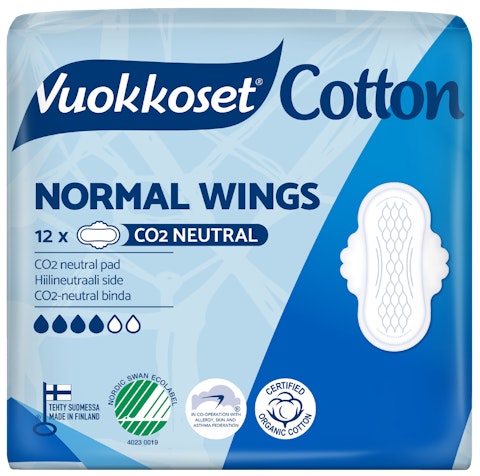 Vuokkoset 12kpl Cotton Normal Wing sensitive ohutside