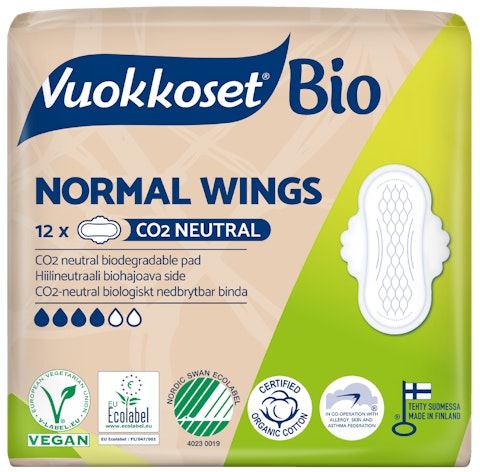 Vuokkoset 12kpl 100%Bio Normal Wings ohutside