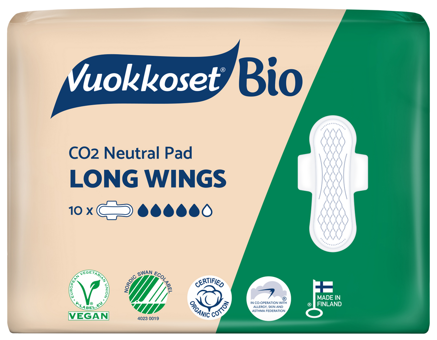 Vuokkoset 10kpl 100% Bio Long Wings ohutside