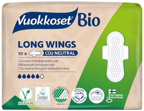 Vuokkoset 10kpl 100% Bio Long Wings ohutside