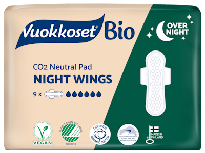 Vuokkoset Bio Night Wings yöside 9 kpl