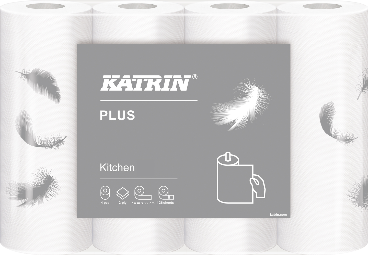 Katrin Plus Kitchen -talouspyyhe 2-kertainen valkoinen 126 arkkia 4 rullaa/paketti