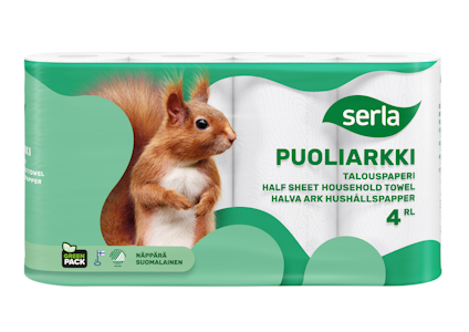 Serla talouspaperi puoliarkki 4rl valkoinen