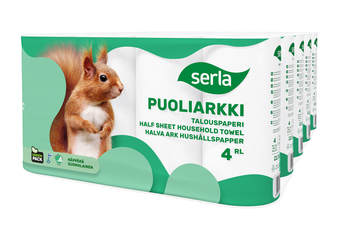 Serla talouspaperi puoliarkki 5 x 4rl valkoinen (säkki)