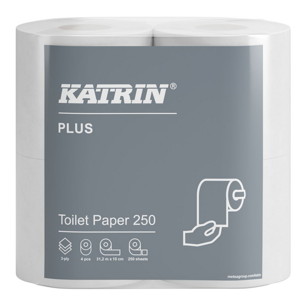 Katrin Plus wc-paperi 250 3-krs valkoinen 4rll