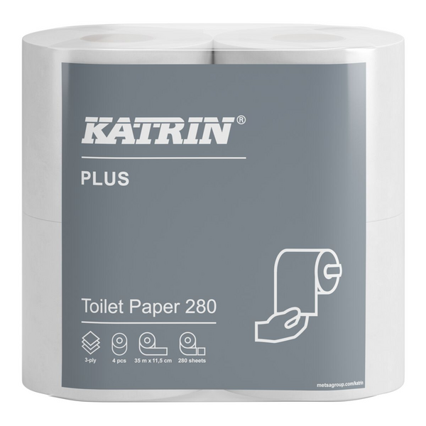 Katrin Plus wc-paperi 280 3-krs valkoinen 4rll