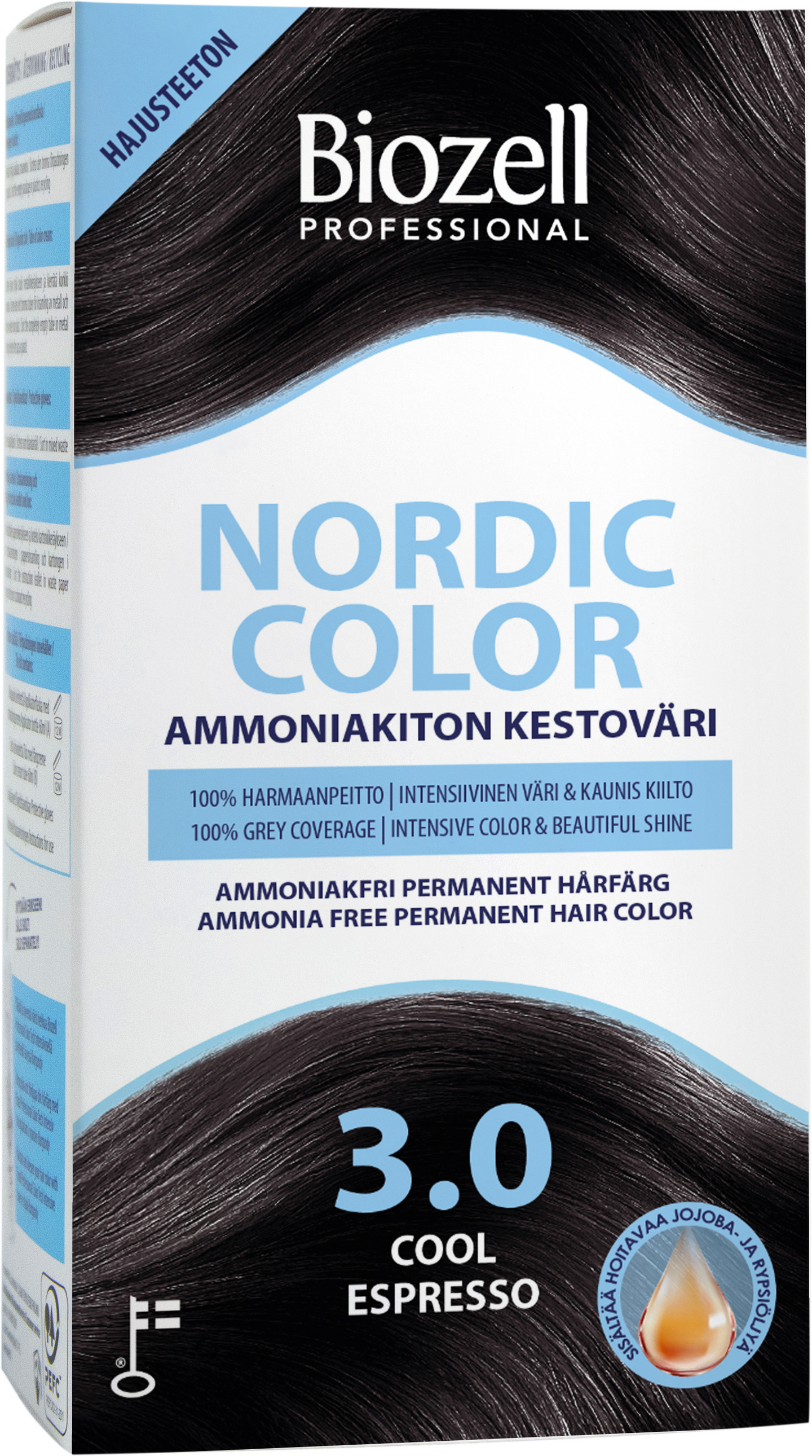 Biozell Professional Nordic Color kestoväri 3.0 2x60ml Cool Espresso ammoniakiton