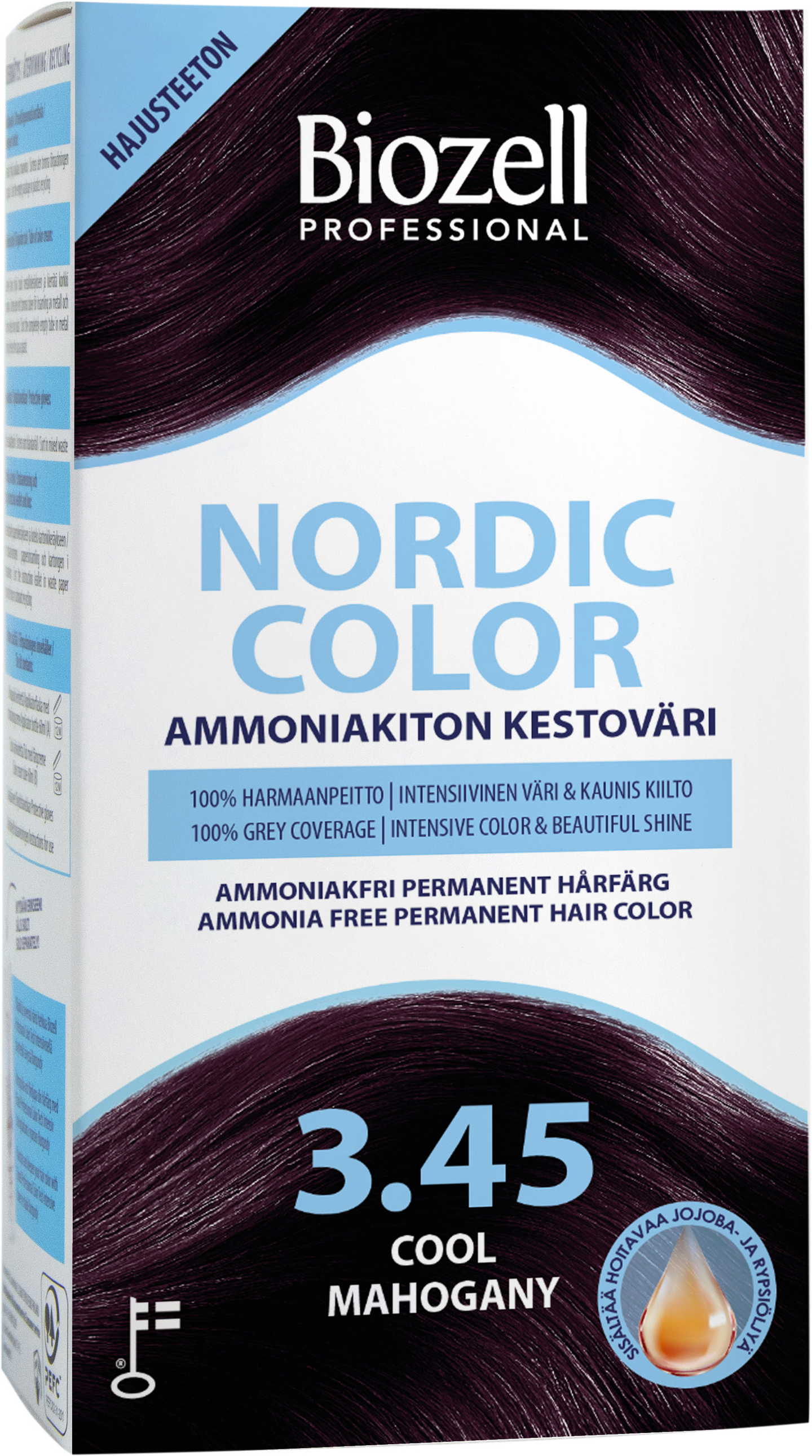 Biozell Professional Nordic Color kestoväri 3.45 2x60ml Cool Mahogany ammoniakiton