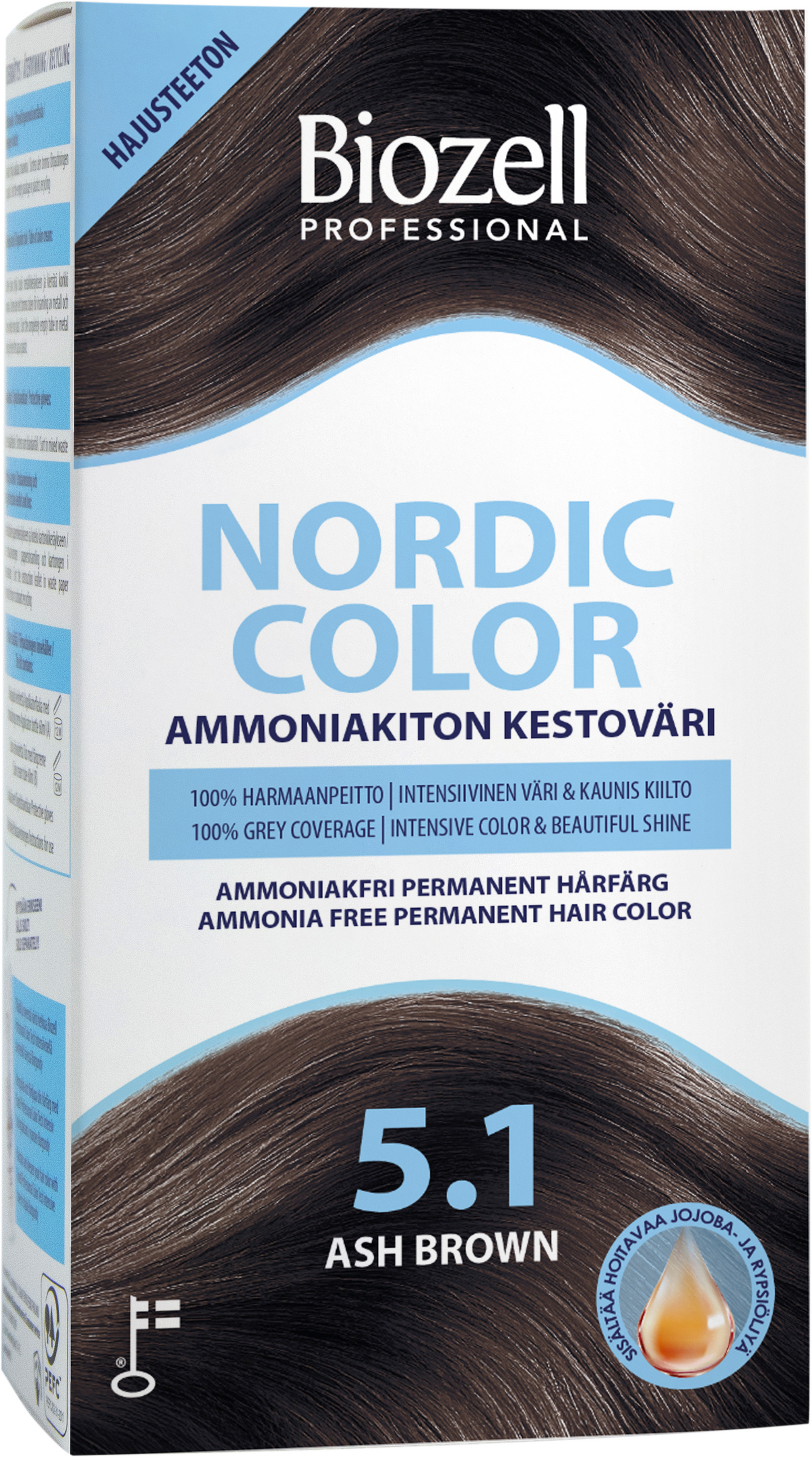 Biozell Professional Nordic Color kestoväri 5.1 2x60ml Ash Brown ammoniakiton
