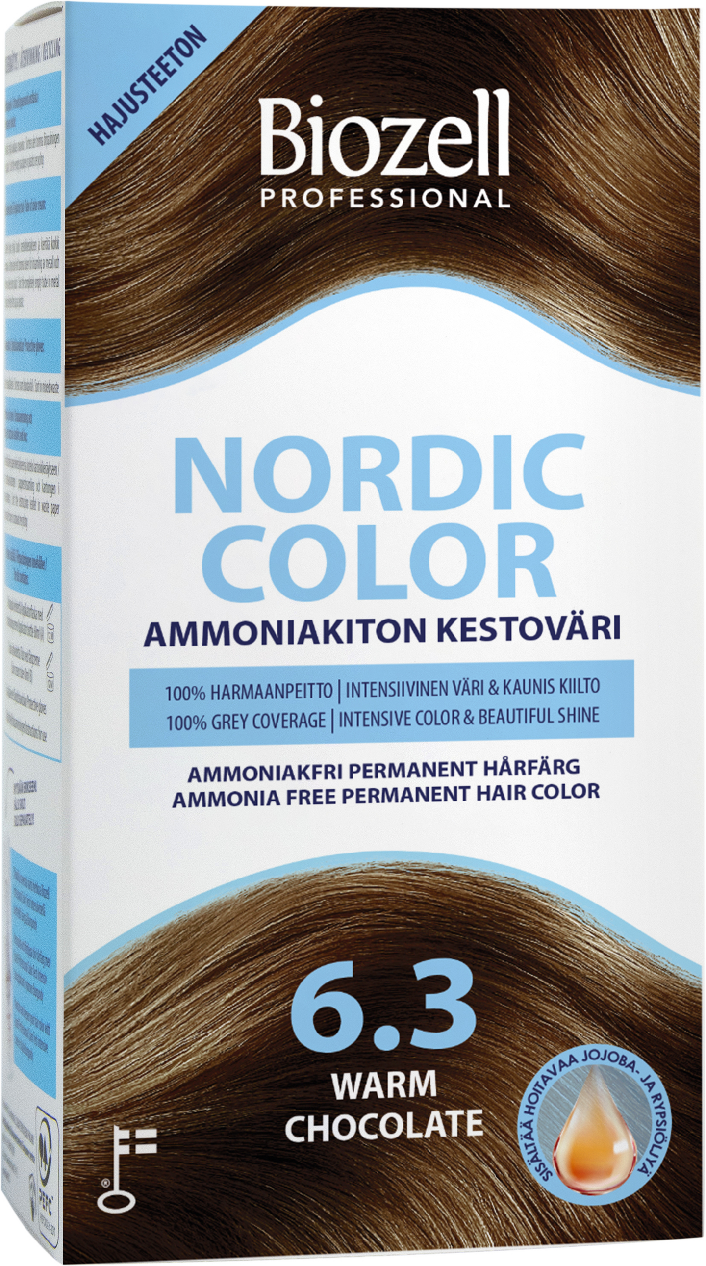 Biozell Professional Nordic Color kestoväri 6.3 2x60ml Chocolate Warm ammoniakiton