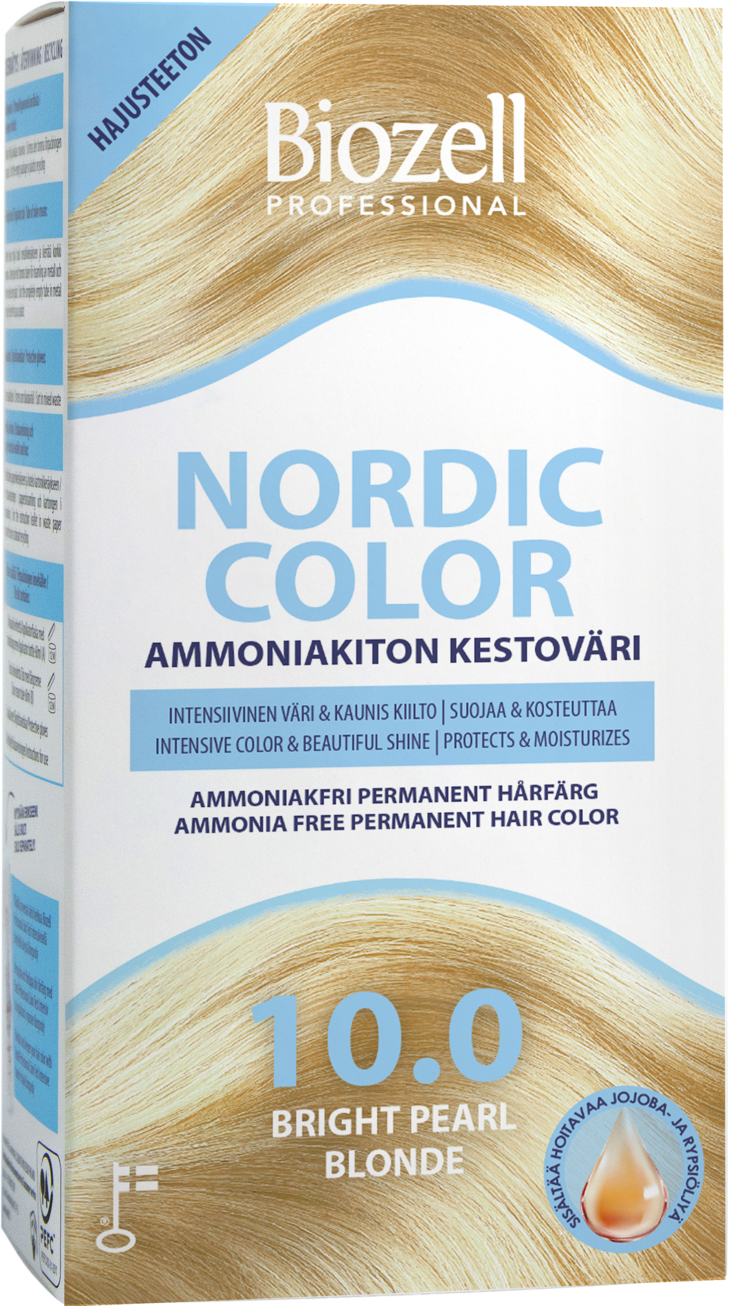 Biozell Professional Nordic Color kestoväri 10.0 2x60ml Bright Pearl Blonde ammoniakiton
