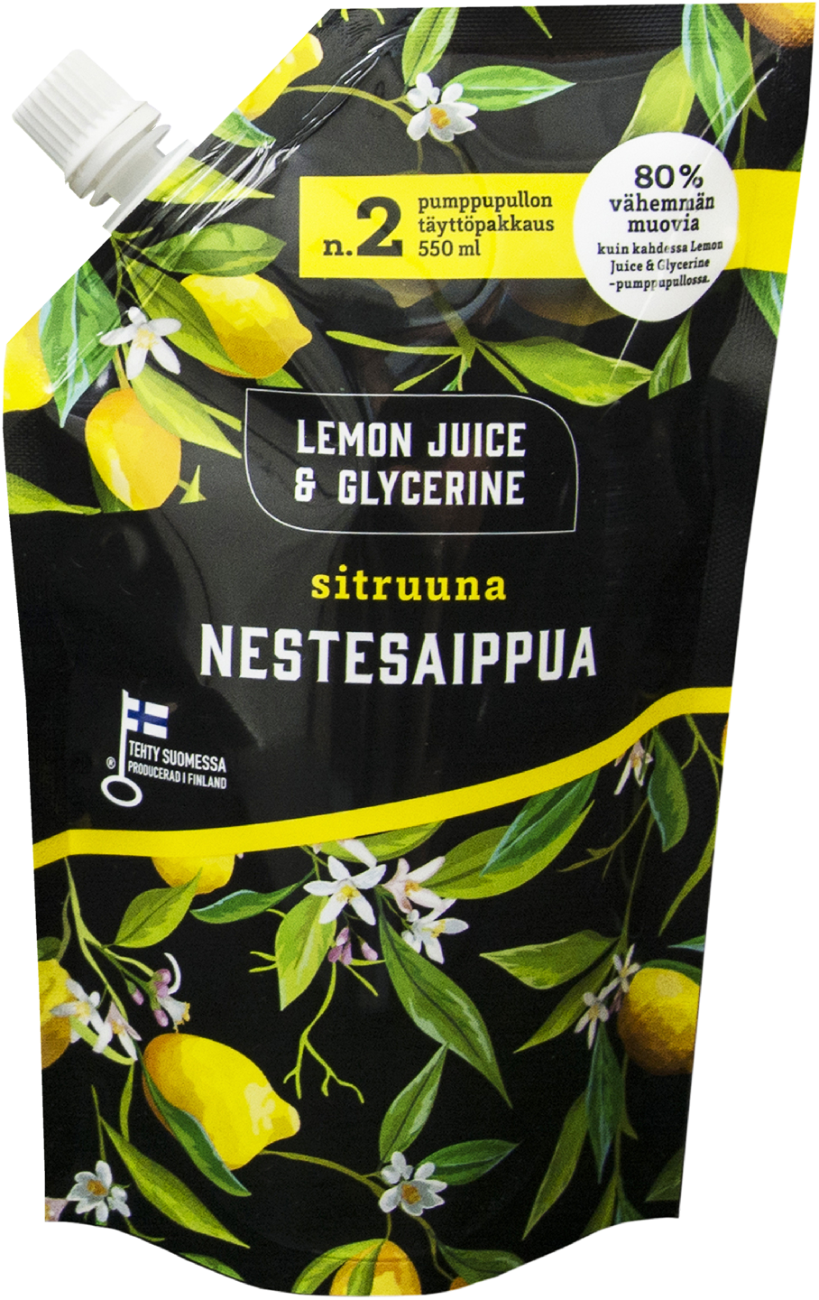 Lemon Juice & Glycerine nestesaippua 550ml täyttöpussi