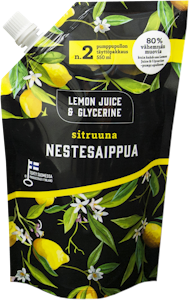 Lemon Juice & Glycerine nestesaippua 550ml täyttöpussi