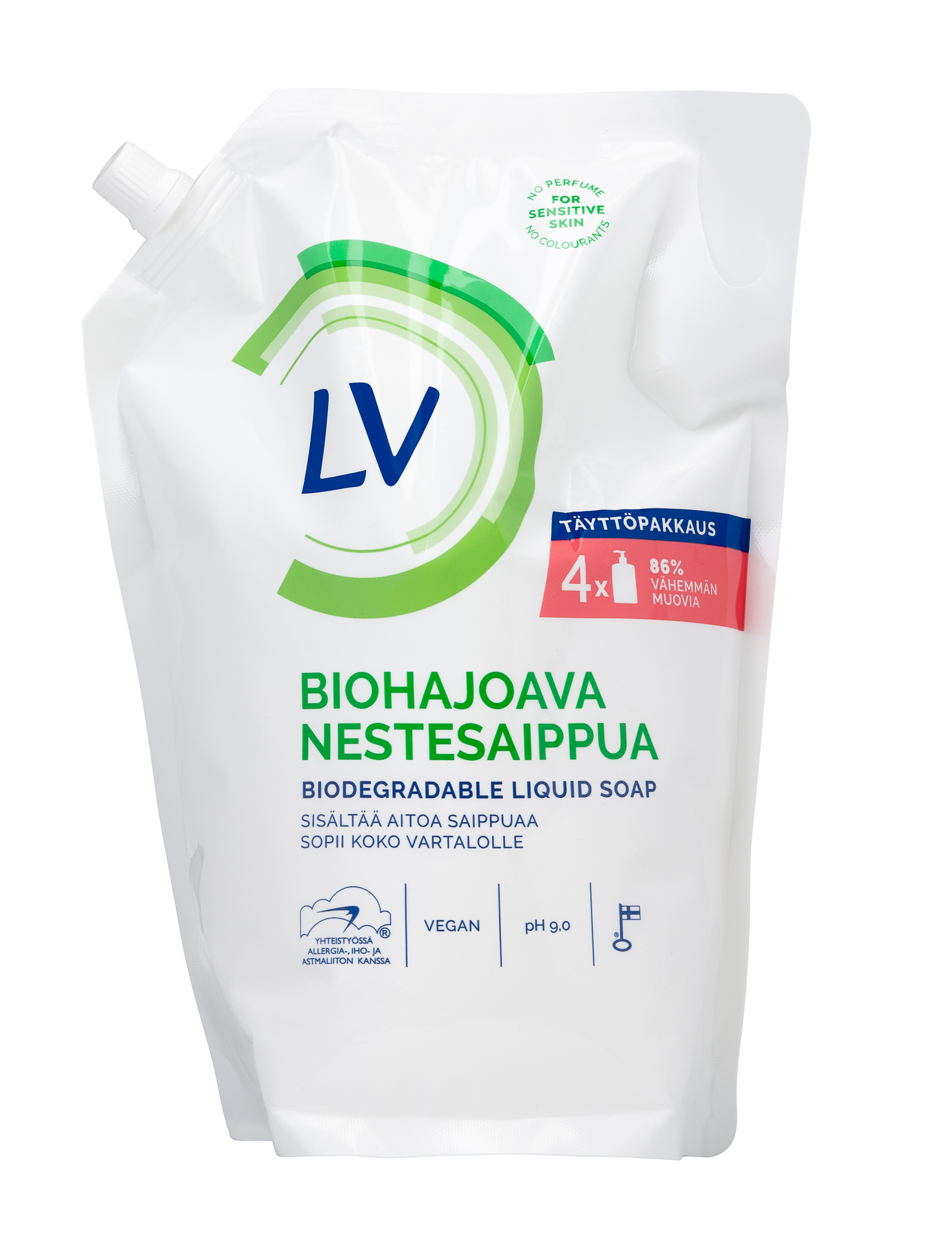 LV biohajoava nestesaippua 1,2l täyttöpussi