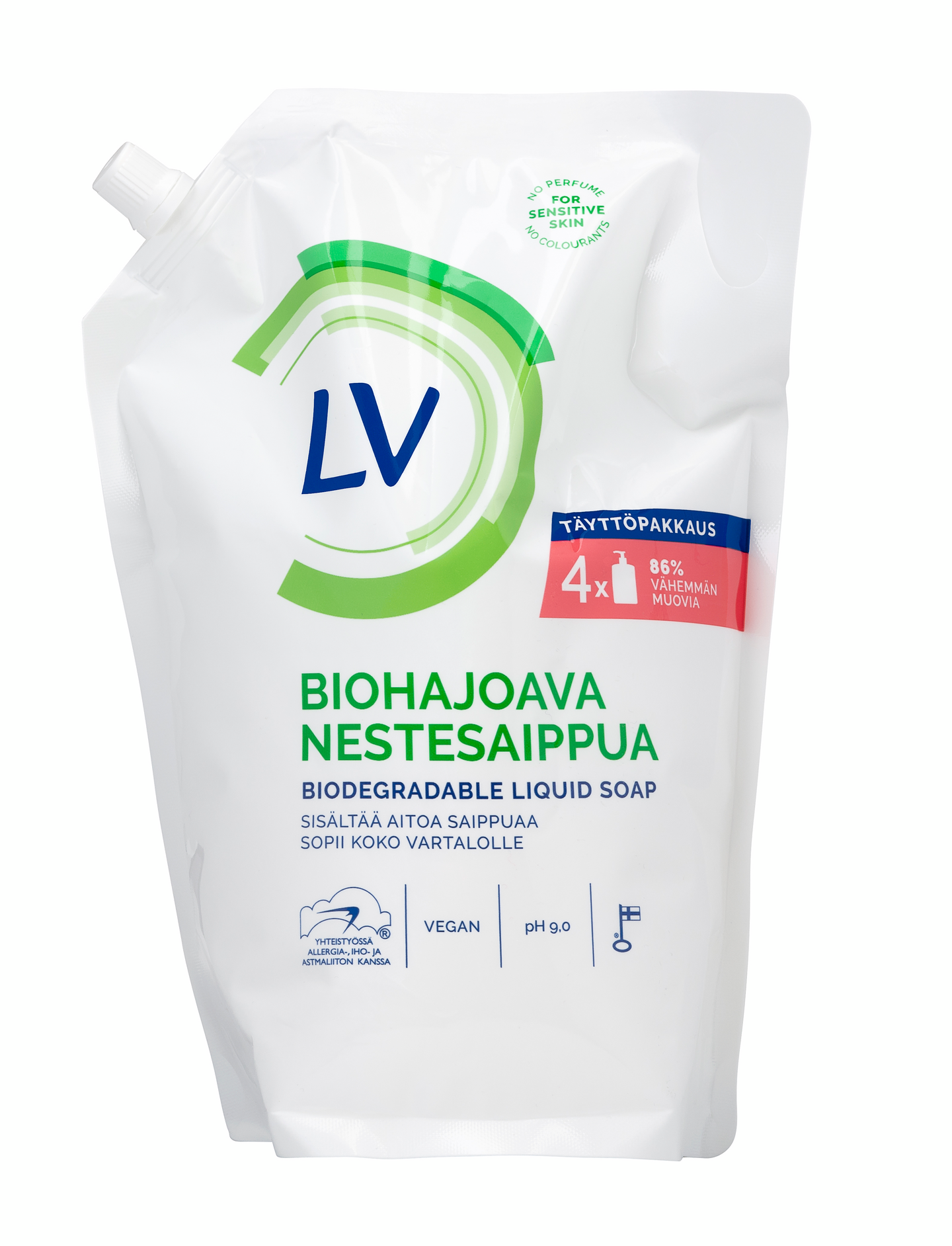 LV biohajoava estesaippua täyttöpussi 1,2l 144kpl term ppa