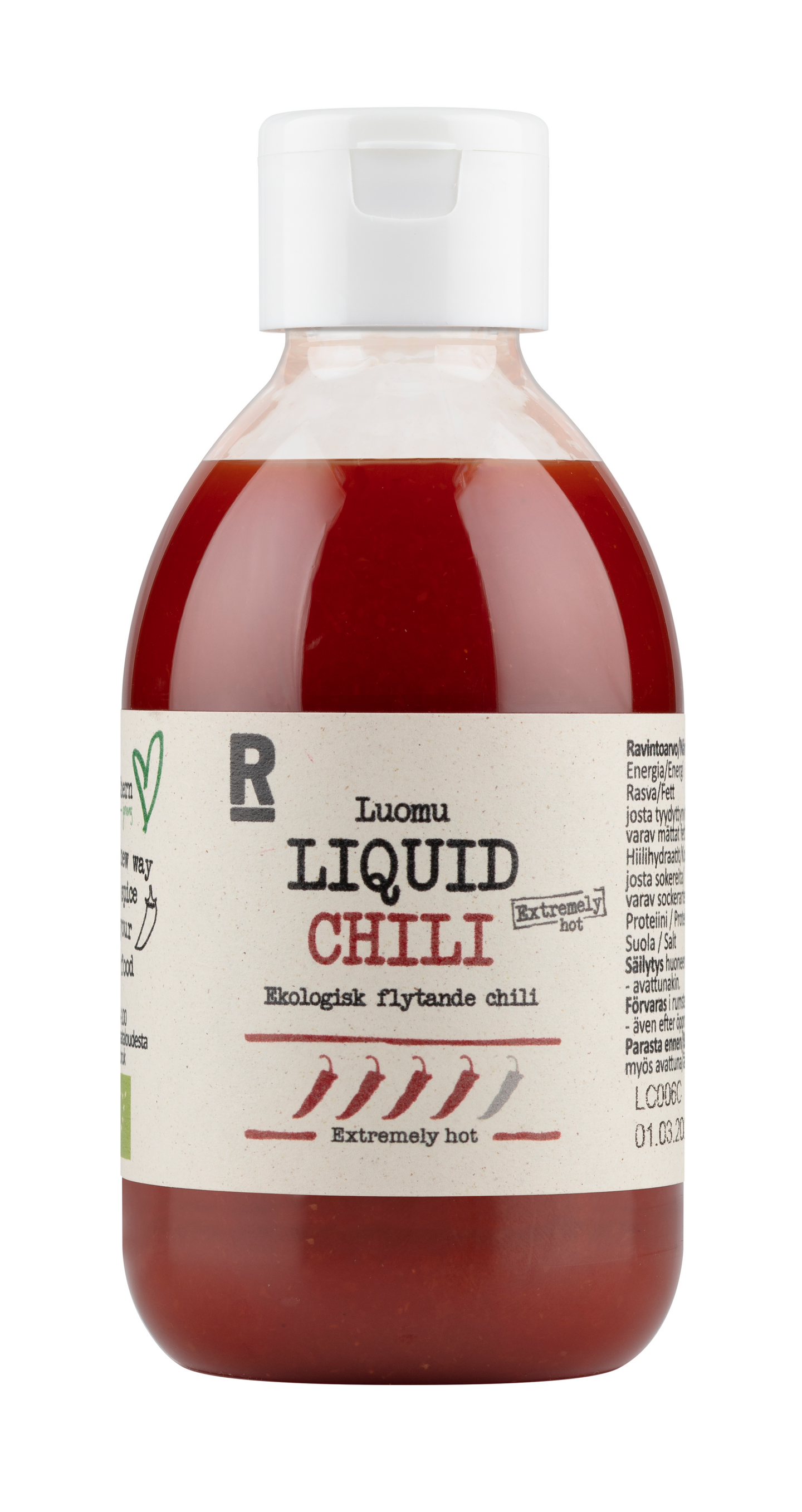 Rajamäen liquid extra hot chili luomu 240ml