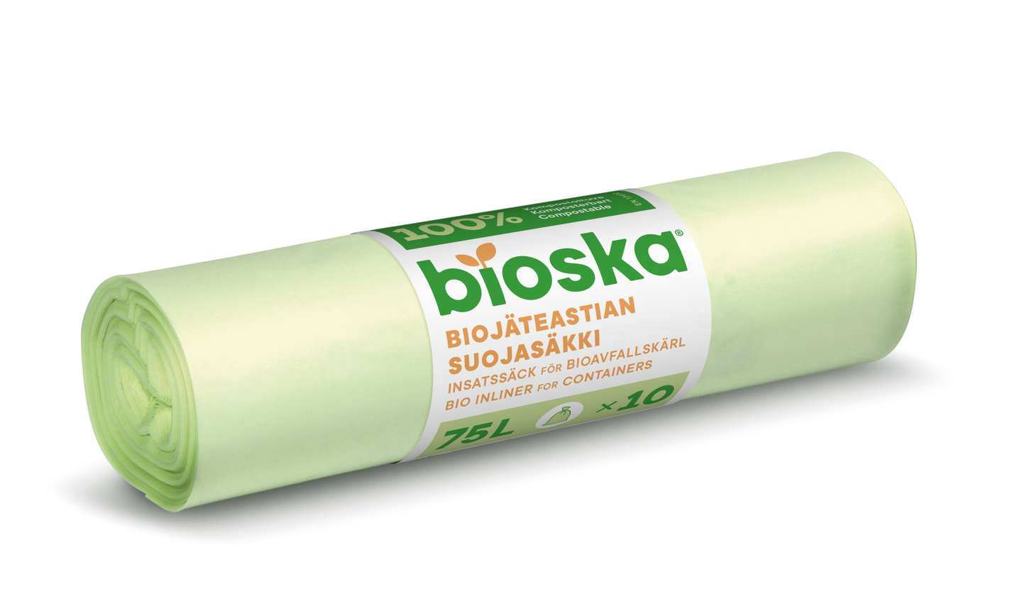 Bioska 10kpl 75L 650x900x0.025 natural biojäteastian suojasäkki