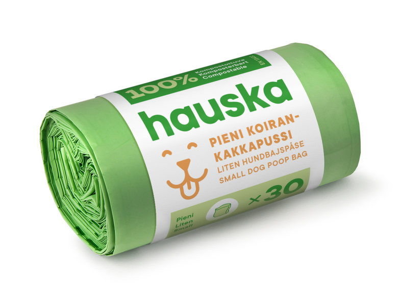 Hauska Pieni 200x300 vihreä biohajoava koirankakkapussi 30 kpl