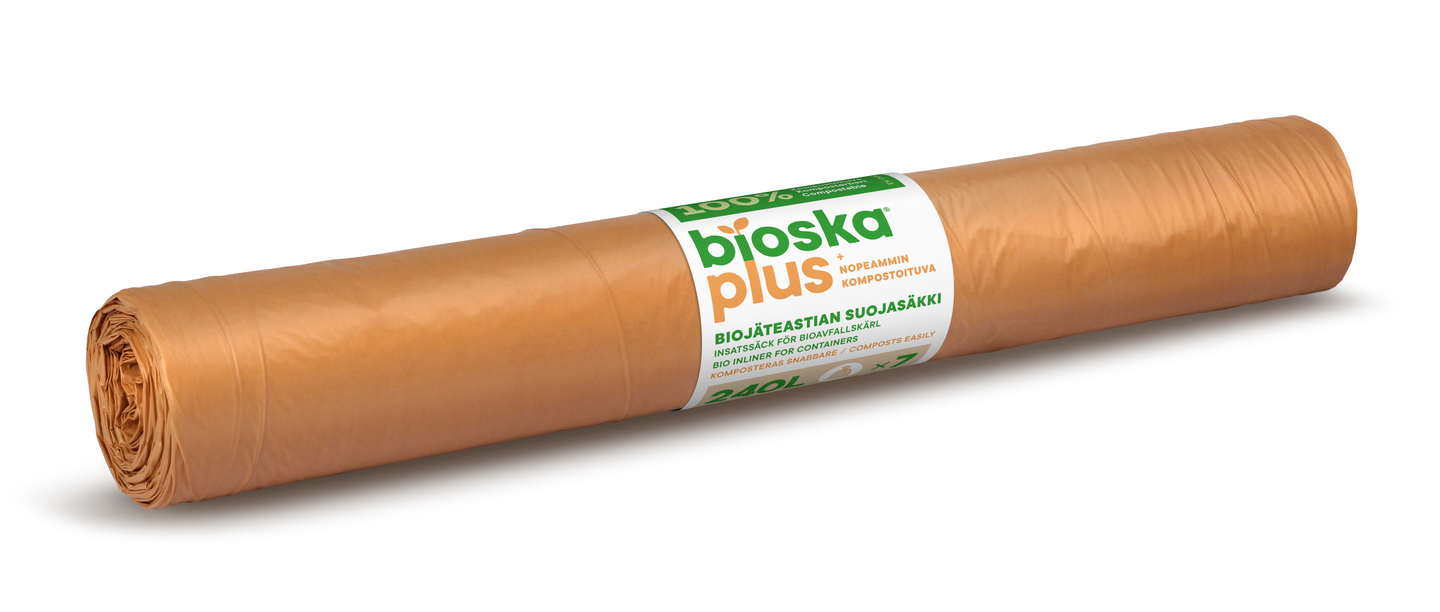 Bioska+ 7kpl 240L 1130x1400x0.02 ruskea biojäteastian suojasäkki