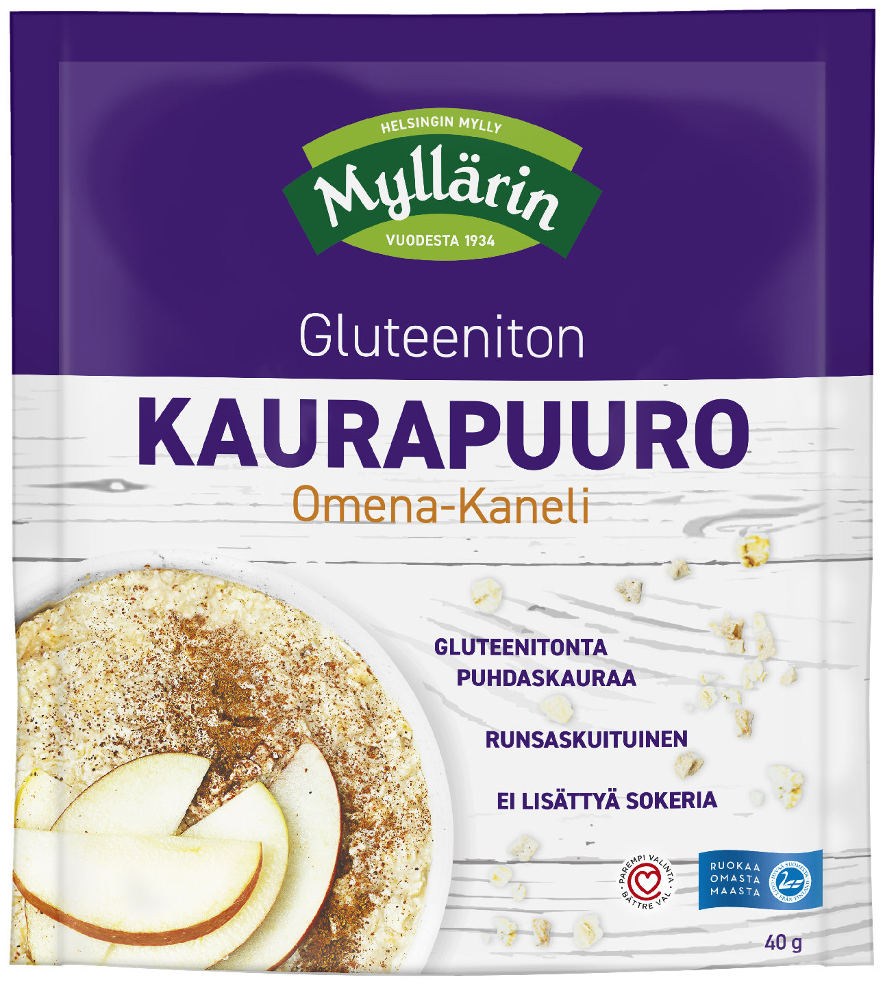 Myllärin Gluteeniton Kaurapuuro Omena-Kaneli 40 g