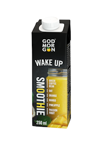 God Morgon Wake Up smoothie vihreä kahvipapu-kaura-appelsiini-mango-ananas-passionhedelmä 250ml