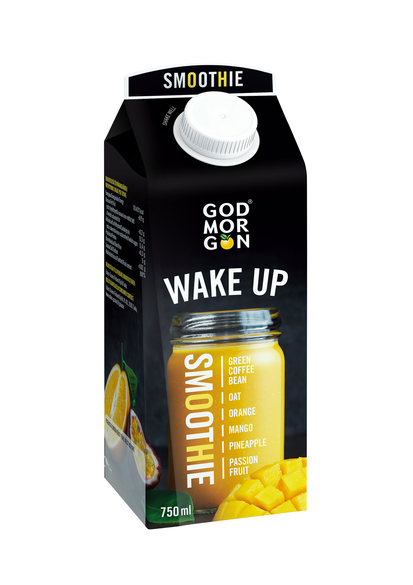 God Morgon Wake Up smoothie vihreä  kahvipapu-kaura-appelsiini-mango-ananas-passionhedelmä 750ml | K-Ruoka  Verkkokauppa