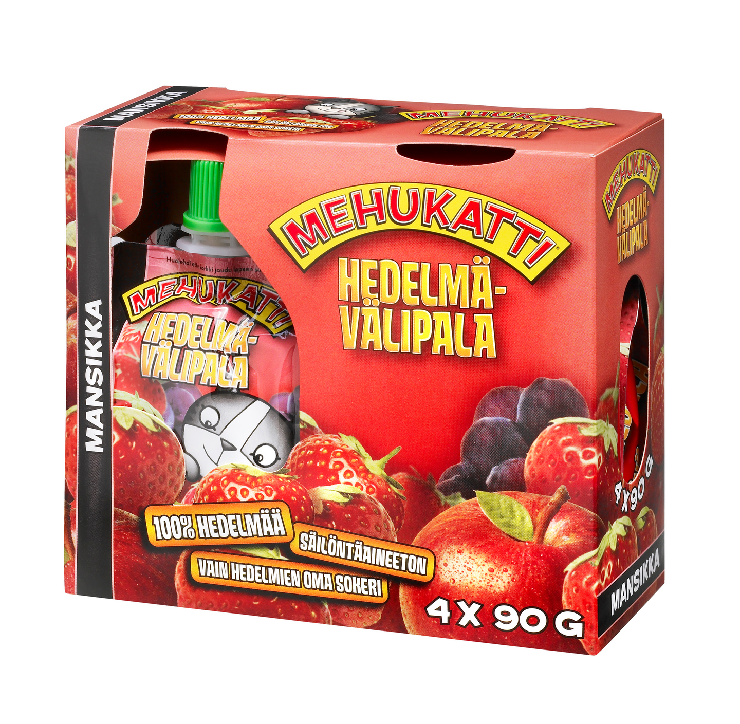 Mehukatti hedelmävälipala mansikka 4x90g