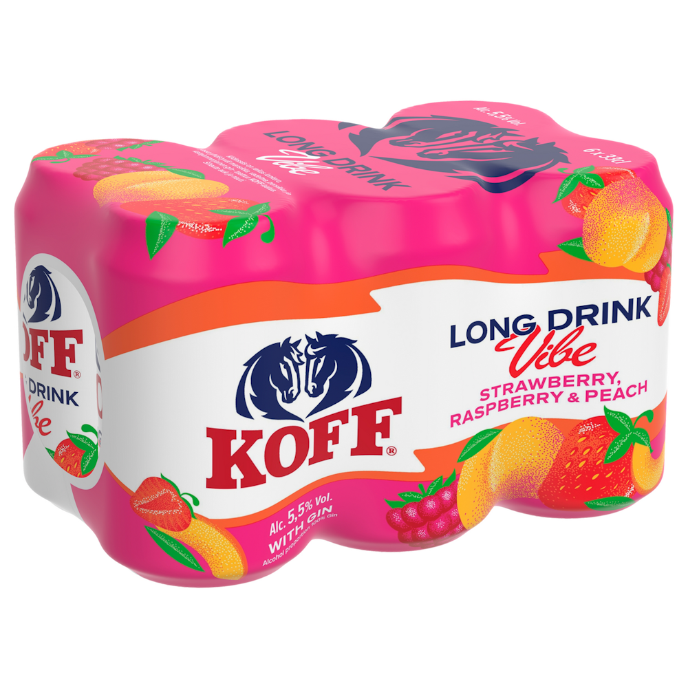 Koff Long Drink Vibe Strawberry Raspberry Peach 5,5 % 0,33l - HoReCa ...