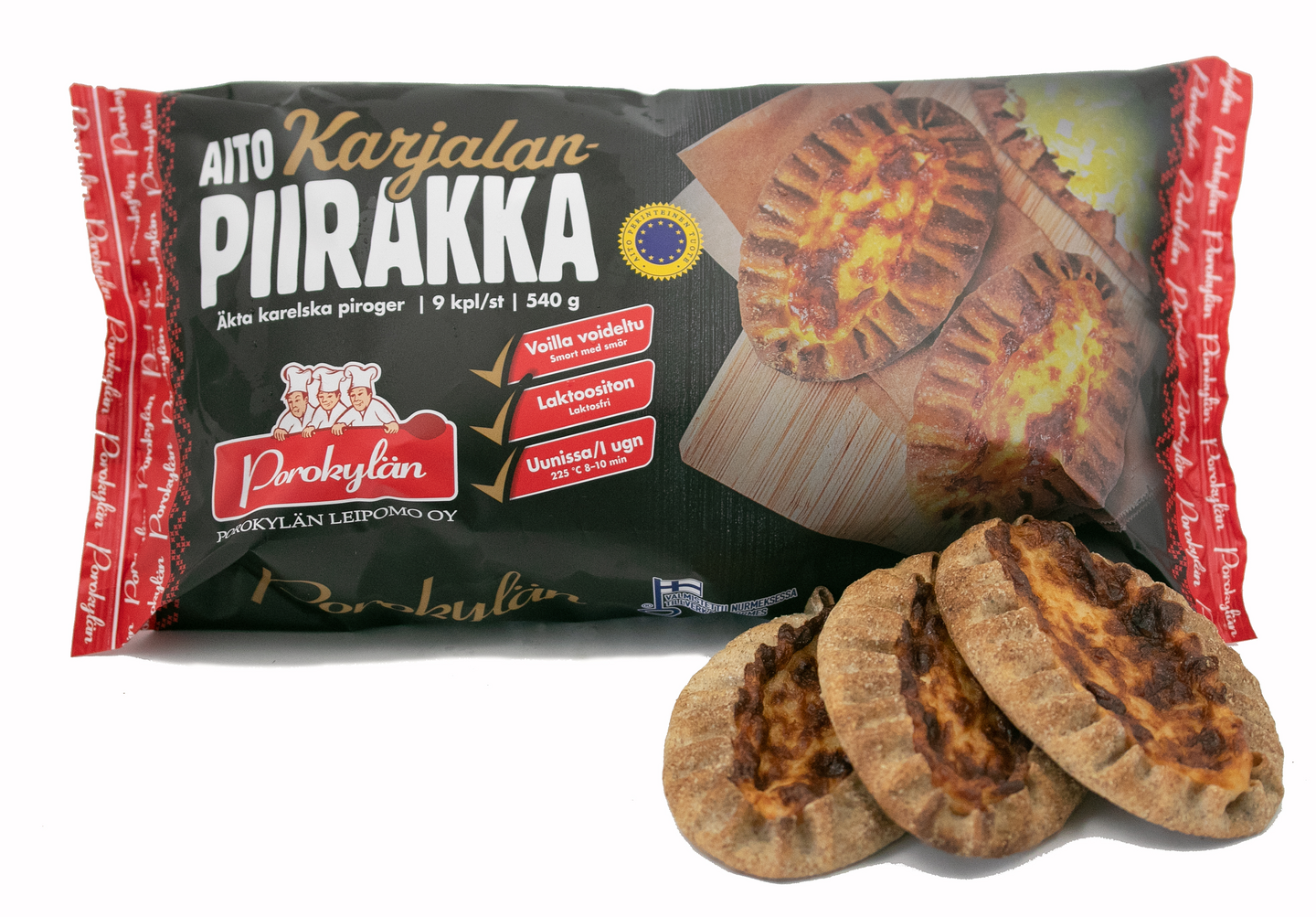 Porokylän Aito Karjalanpiirakka 9 kpl / 540 g laktoositon