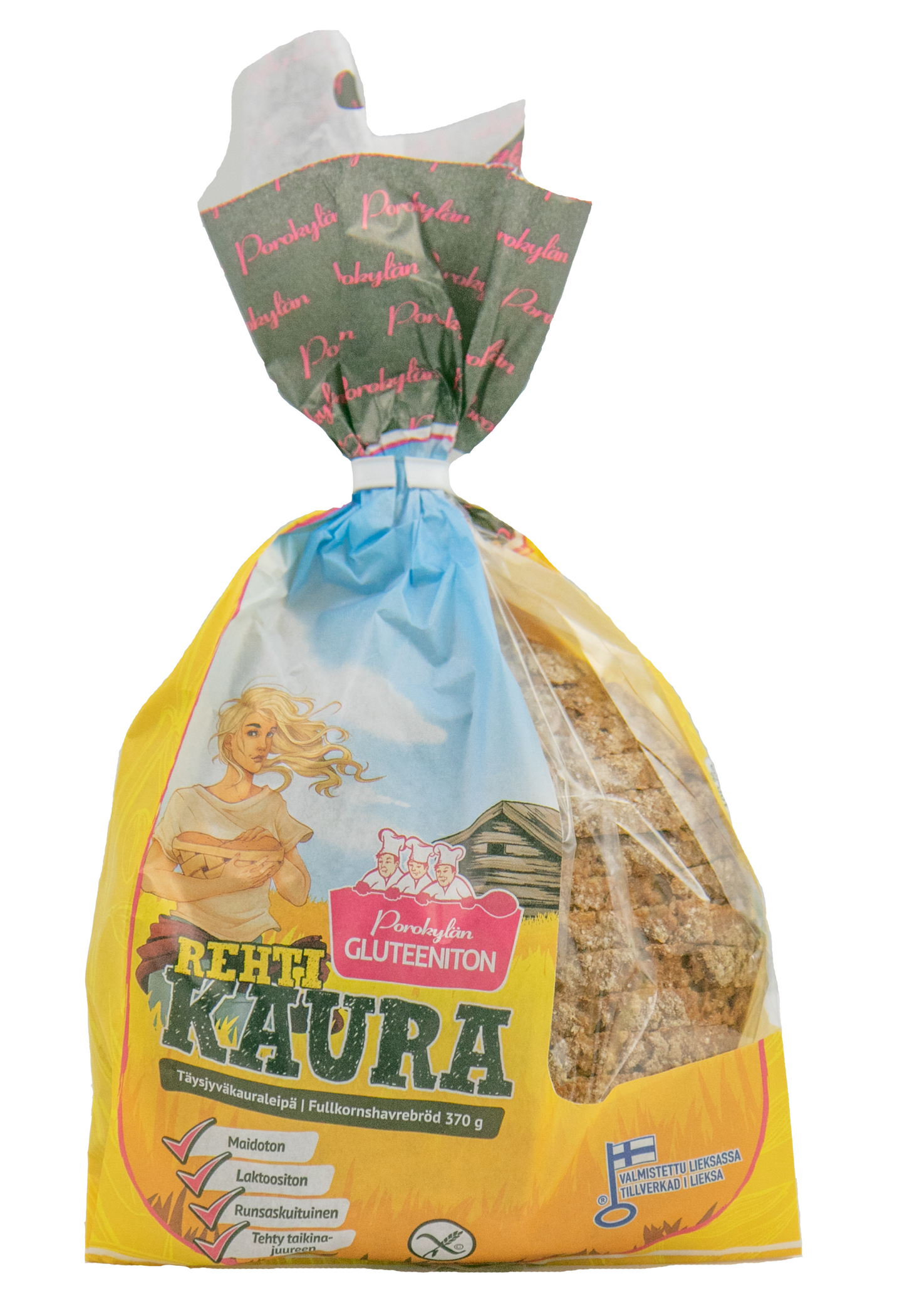 Porokylän RehtiKaura 370 g gluteeniton täysjyväkauraleipä