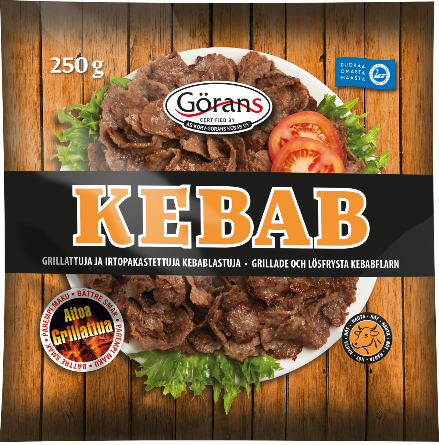 Görans grillattuja ja irtopakastettuja kebablastuja 250g