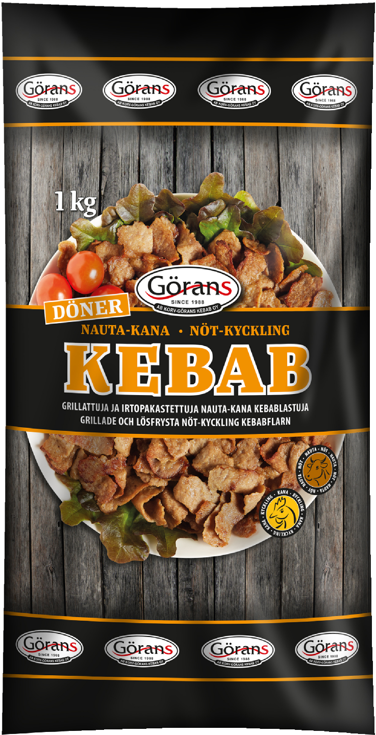 Görans Döner nauta-kanakebablastut grillatut 1kg irtopakaste