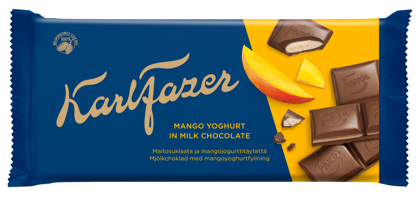 Karl Fazer suklaalevy 121g mangojogurtti