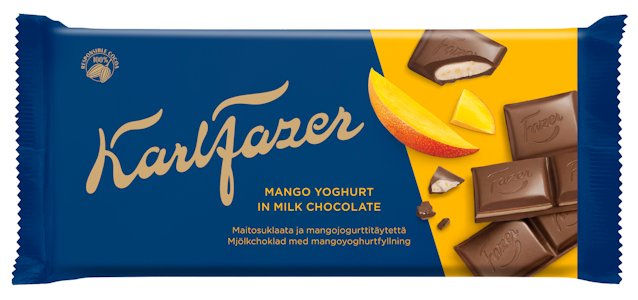 Karl Fazer suklaalevy 121g mangojogurtti