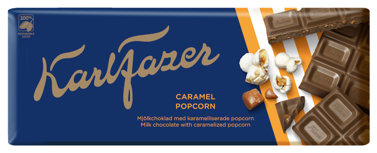 Karl Fazer Caramel Popcorn suklaalevy 200g