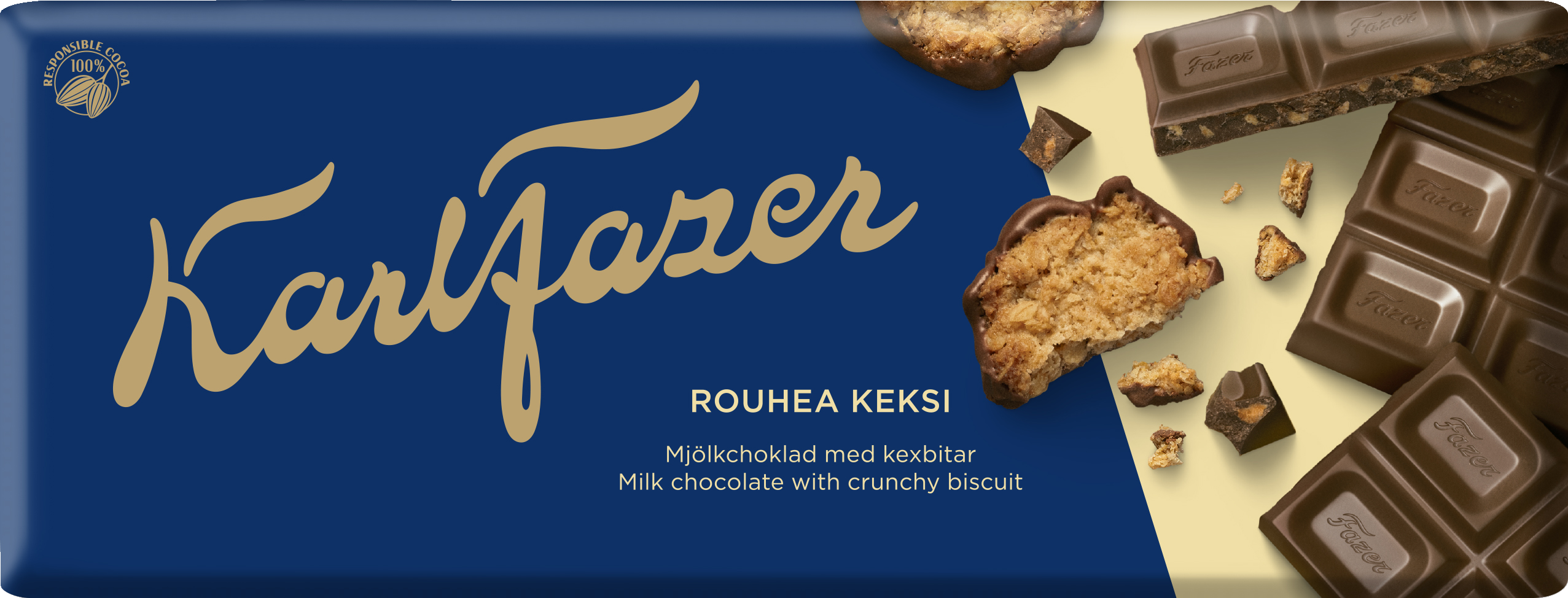 Karl Fazer suklaalevy 180g Rouhea keksi