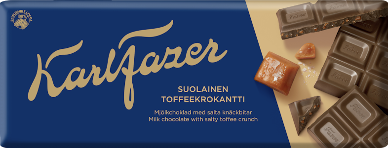 Karl Fazer Suolainen Toffee maitosuklaalevy 180g