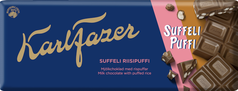 Karl Fazer Suffeli Riisipuffi maitosuklaalevy 185g